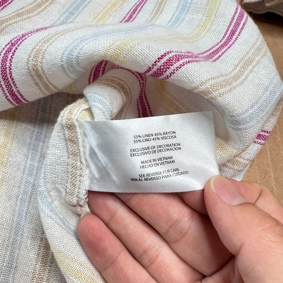 Gap Women Linen Blend Button Down Shirt Boyfriend Blouse Sz M Multicolor Stripes - Picture 9 of 14